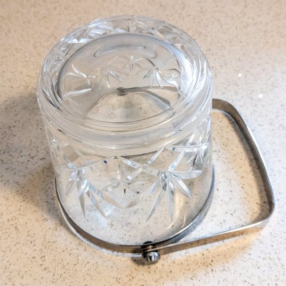 Vintage Crystal Ice Bucket French Drinkware Clear Silver Mini Barware D'ARQUES - Picture 2 of 3